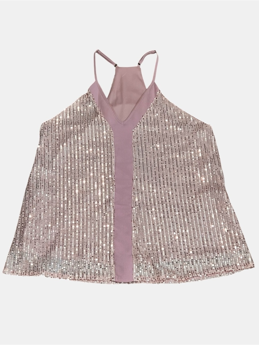 Blush Pink Sequin Halter Tank Top